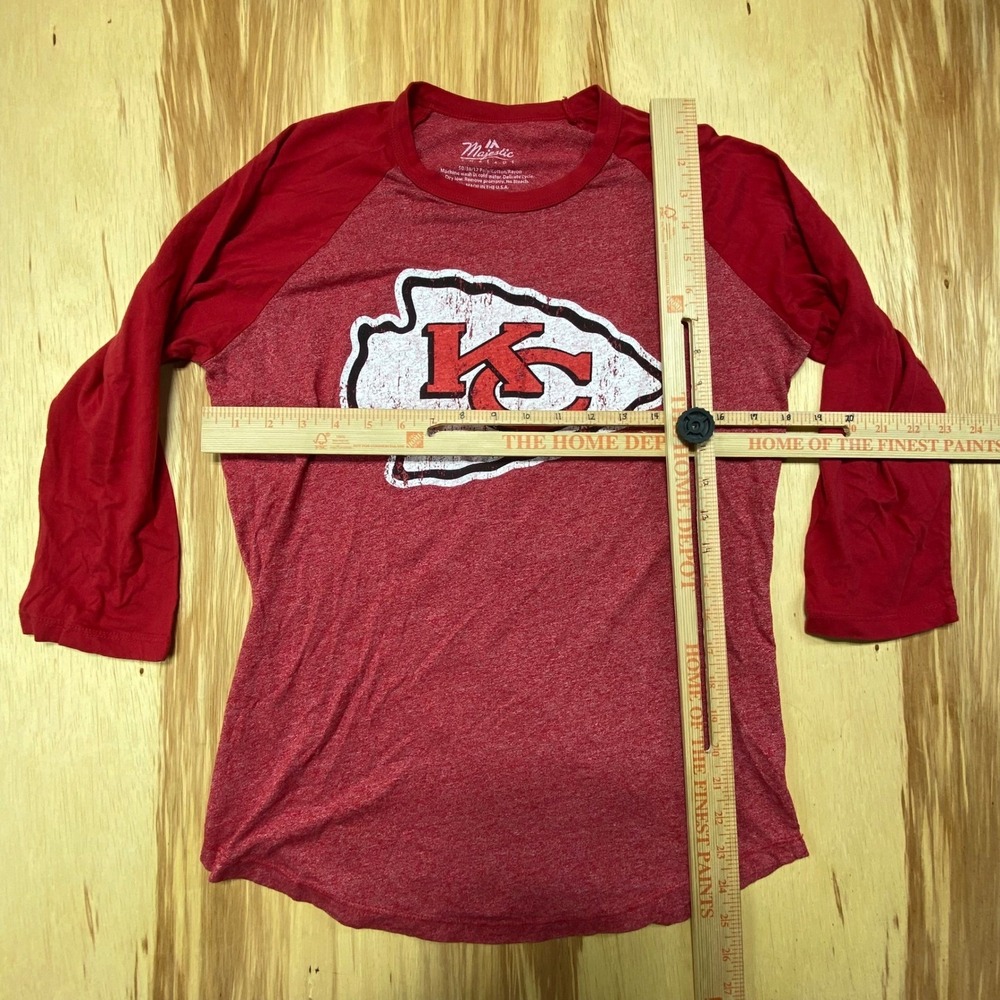 Majestic Threads Women's Travis Kelce #87 Kansas City Chiefs Raglan Tee L - Picture 2 of 5